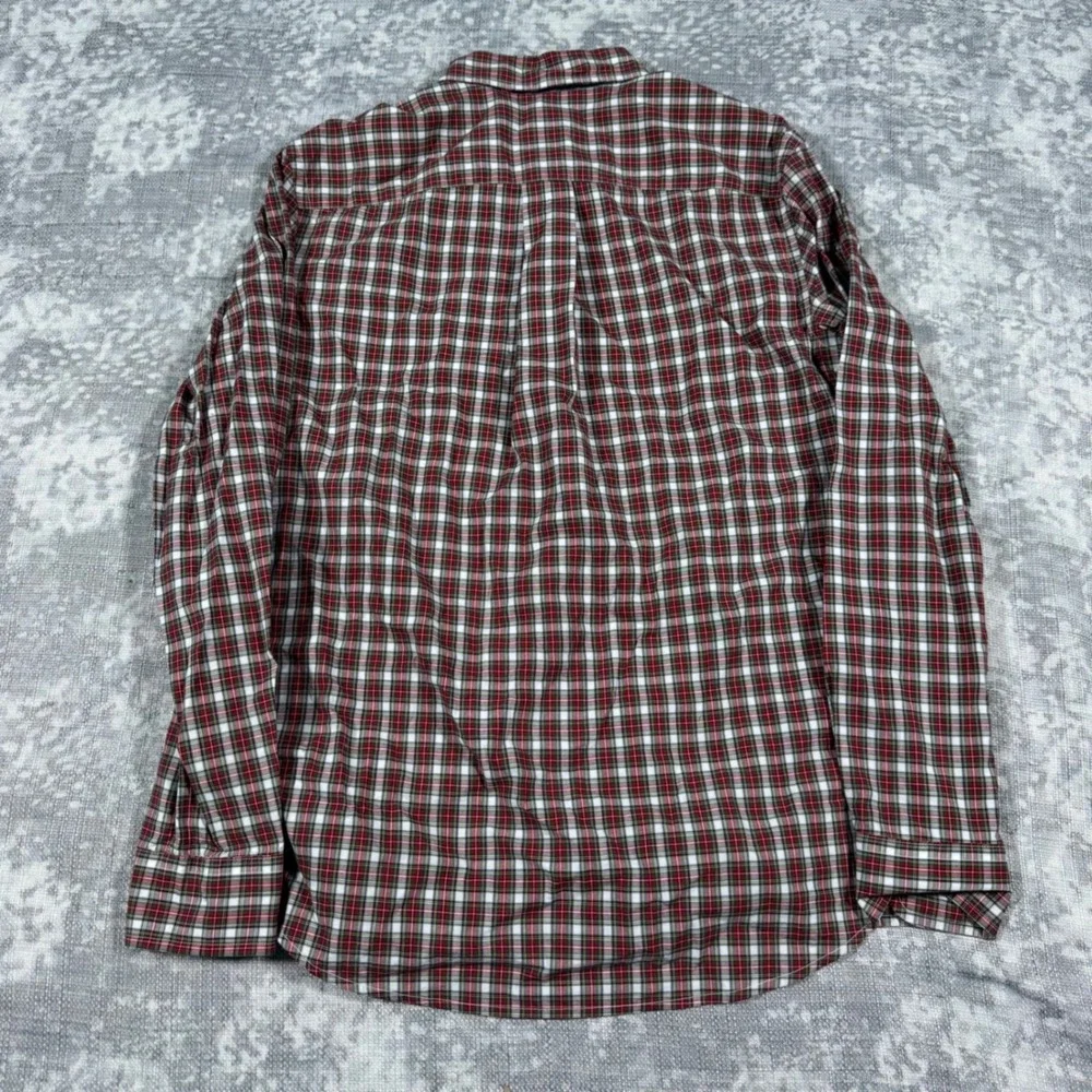 Polo Ralph Lauren Button Down Shirt Boys L 14-16 Red Plaid Natural Stretch Pony